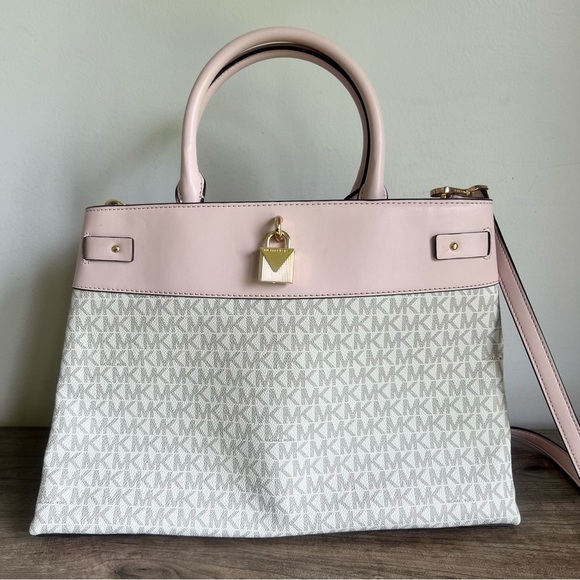 Michael Kors Gramercy Large Logo Powder Blush Satchel Bag SKU#24800 - Picture 1 of 11